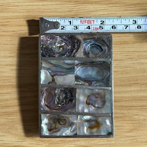 Vintage Western Mexico Signed Alpaca Silver and Mother of Pearl Belt Buckle - Picture 4 of 7